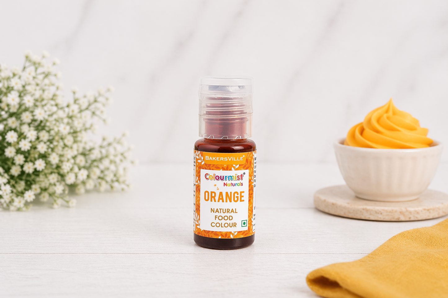 BAKERSVILLE COLOURMIST NATURAL FOOD COLOUR 20GM ORANGE COLOUR