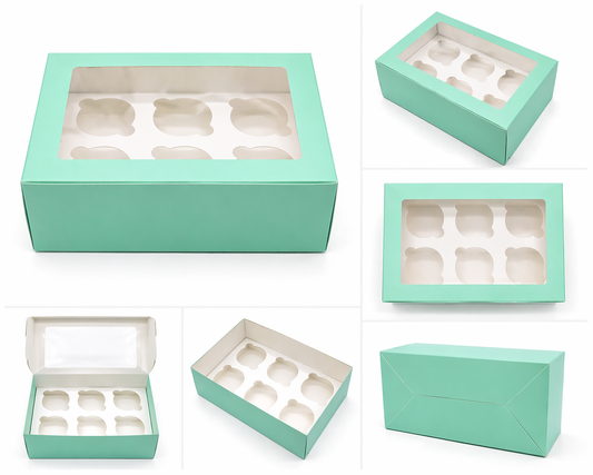 6 pc Cupcake Box Mint Colour