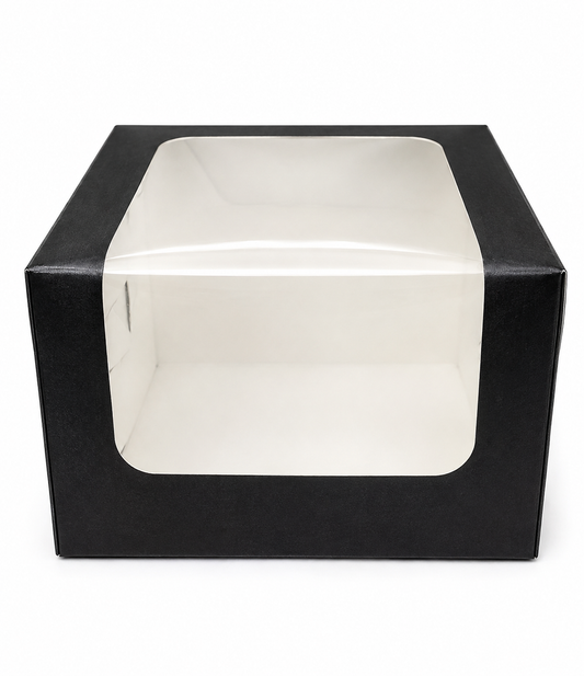 Black Cake Box with Transparent Window 10×10×6 inch pack of 10