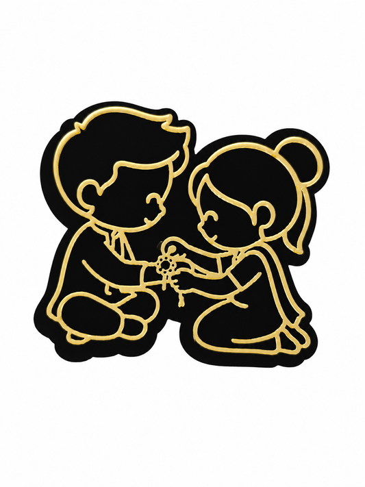 Double tone Brother Sister Rakhi Acrylic Cake Tag