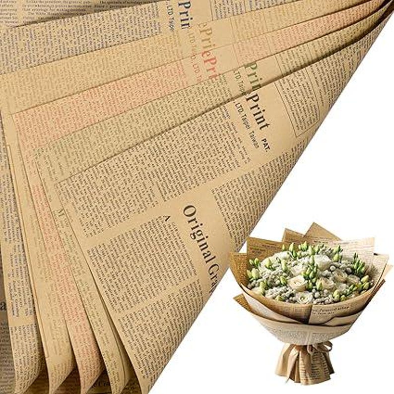 Newspaper Flower Wrapping Paper Pack Of 5 Size - 22x21.5 inch