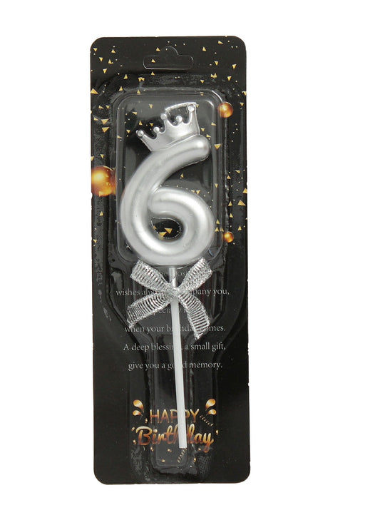 6 Number silver Cake candle