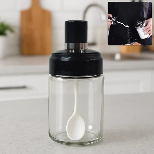 Glass Container Oil Dispenser Bottle with spoon