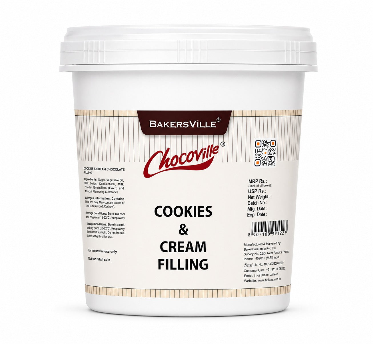 BakersVille Chocoville cookies and cream filling 1kg