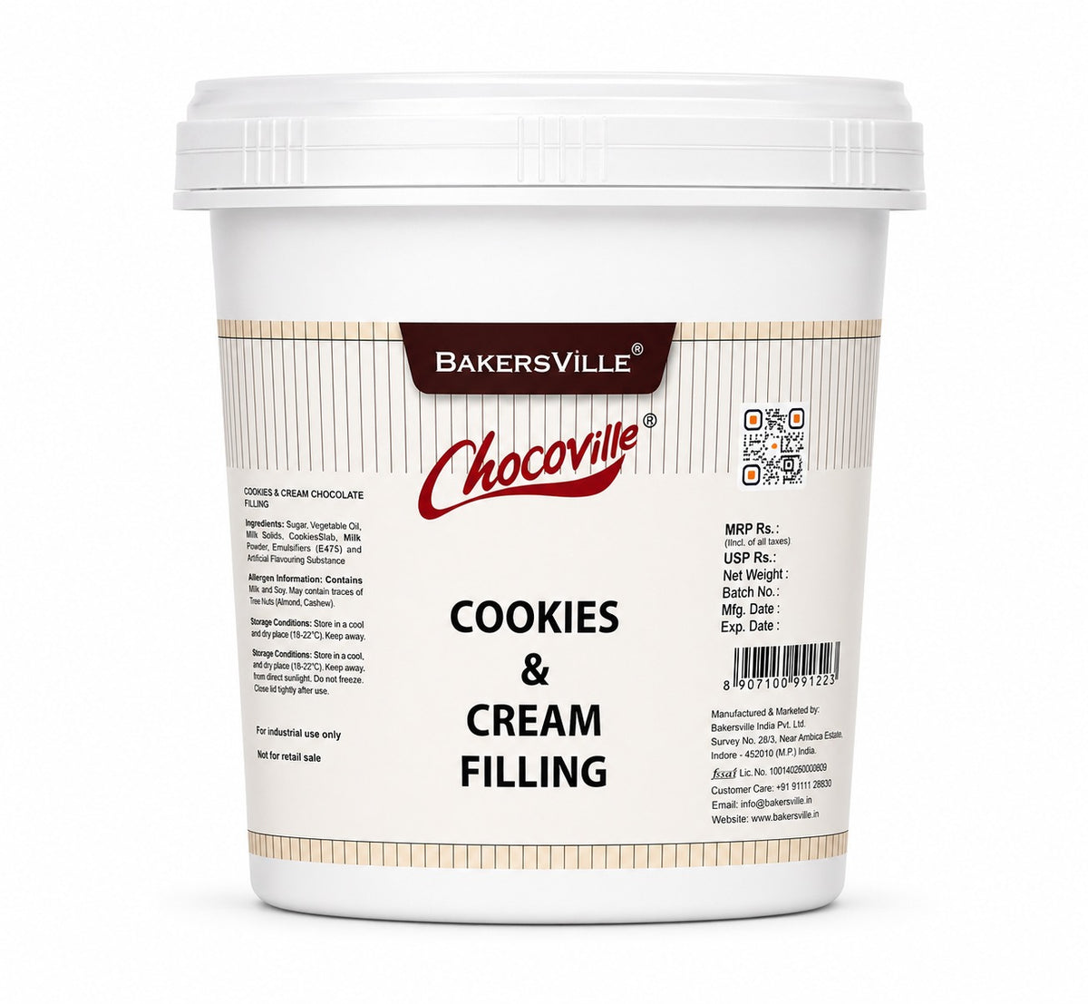 BakersVille Chocoville cookies and cream filling 1kg