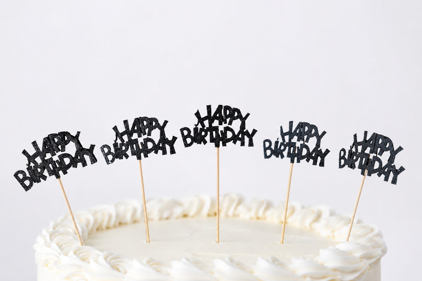 Black Happy Birthday topper Pack of 4 (LWA-050)