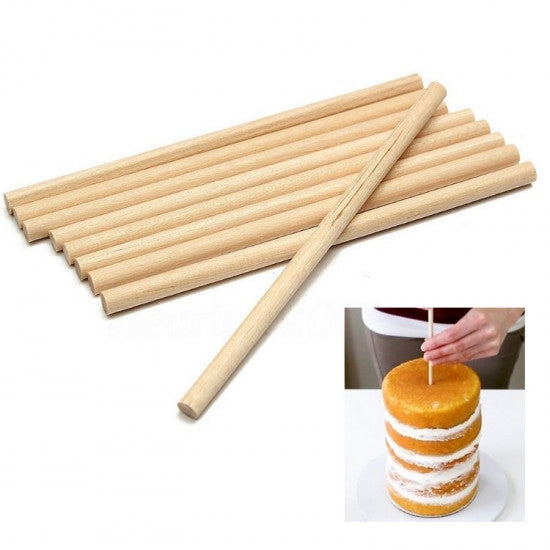 Wooden cake dowels - thin ( pack of 10)