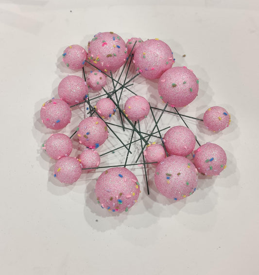 Glitter Pink Balls with Sprinkles  Pack of 20