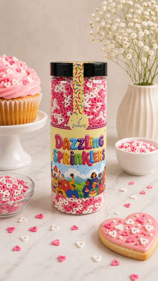 Pankraft Hallow Heart Shape Dazzling Sprinkles 500gm