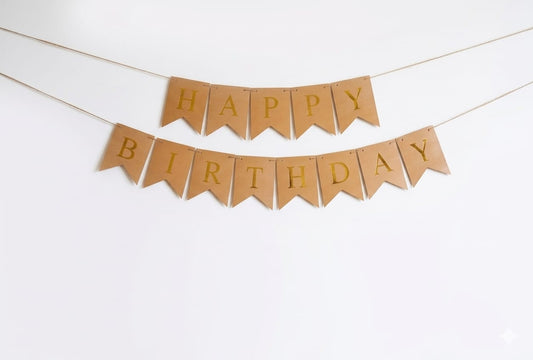 Dark beige  Happy Birthday banner