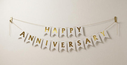 White Happy Anniversary banner