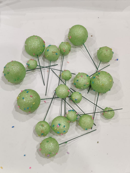 Glitter Green balls with Sprinkles   Pack of 20