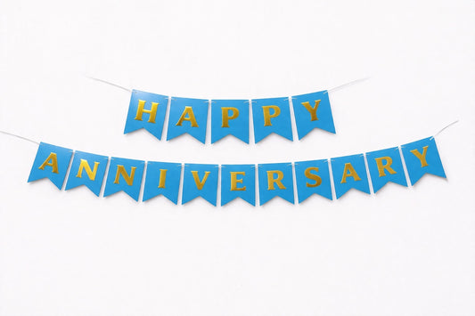 Blue Happy Anniversary banner