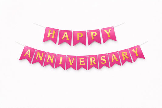 Pink Happy Anniversary banner