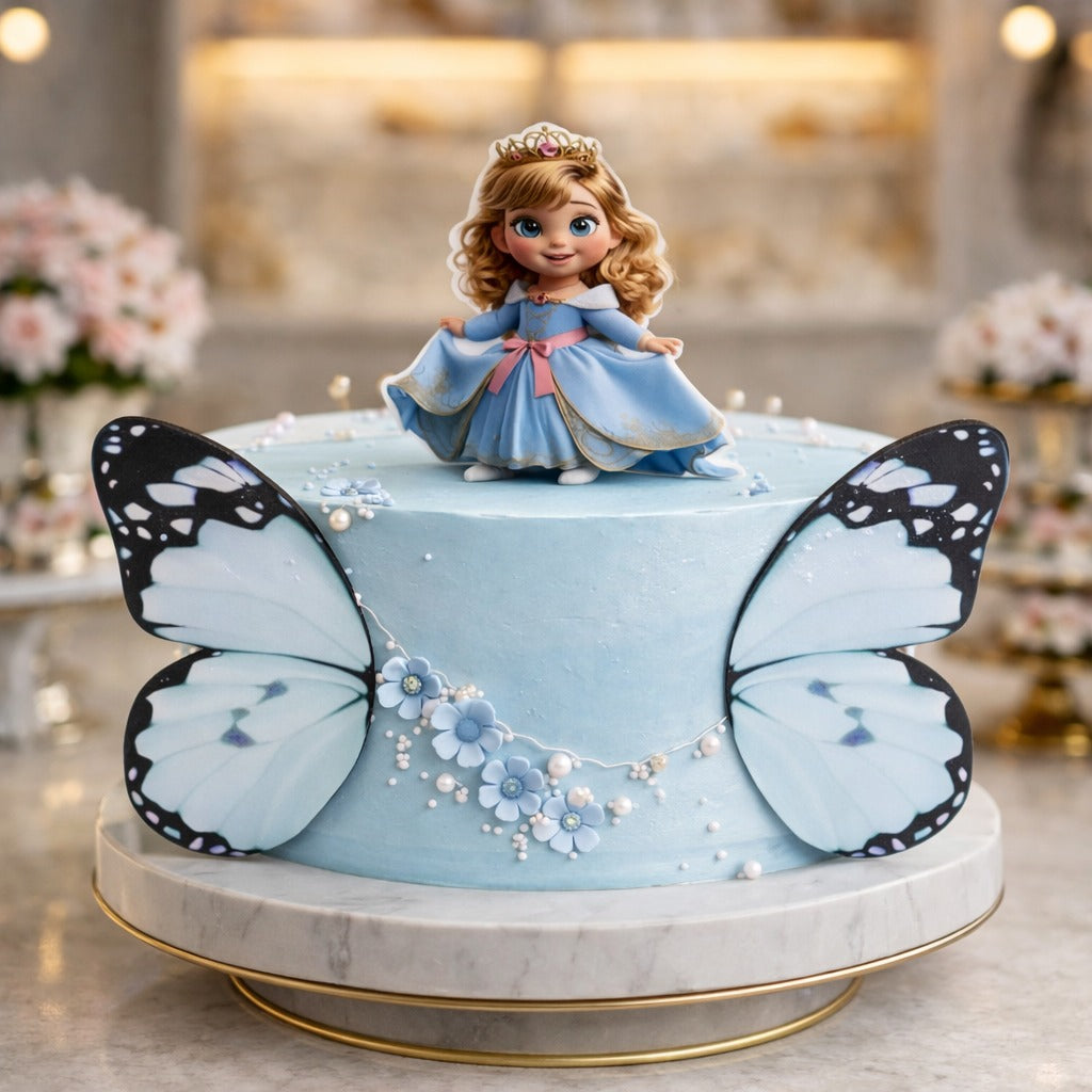 Blue Princess Butterfly Theme Topper (2 wings 1 princess)