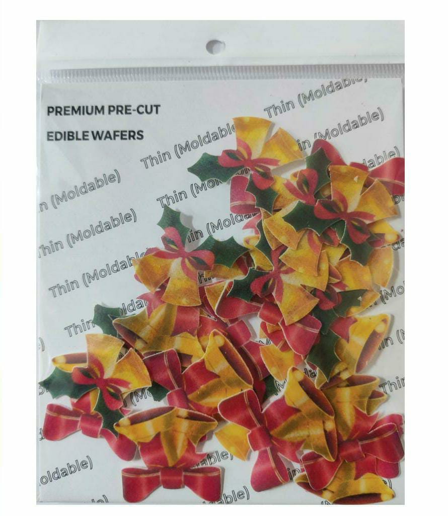 Tastycrafts Christmas Bells Edible Pre-Cut Wafer Paper Pack of 24 pcs