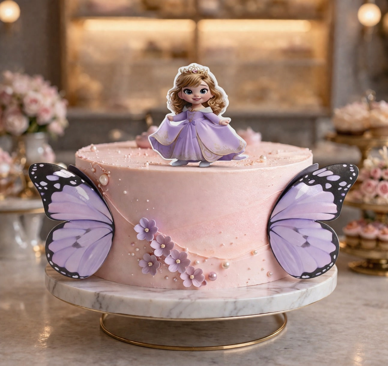 Purple Princess butterfly theme topper (2 wings 1 princess)