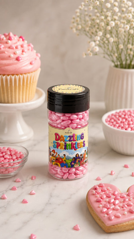 Pankraft Pink Heart Shape Dazzling Sprinkles 100gm