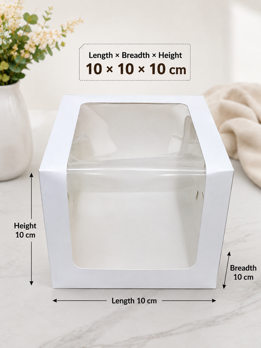 2 Pound L- Shaped Heighted Window Cake Box size 10x10x10