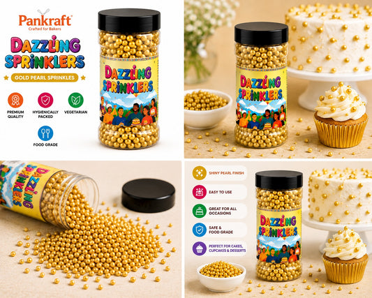 Pankraft Golden Balls Dazzling Sprinkler size 4mm (100gm)