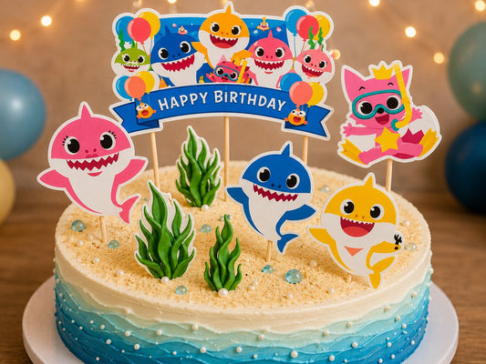 Shark happy birthday Theme Topper TT00080