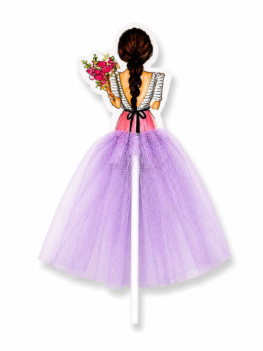 Princess back face theme topper levendar colour