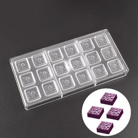 Square Water Drops Shape Poly Carbonate Chocolate Mould 18 Cavity