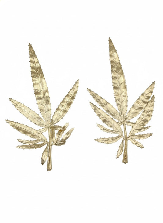 Golden Marijuana Leaf Cake Topper