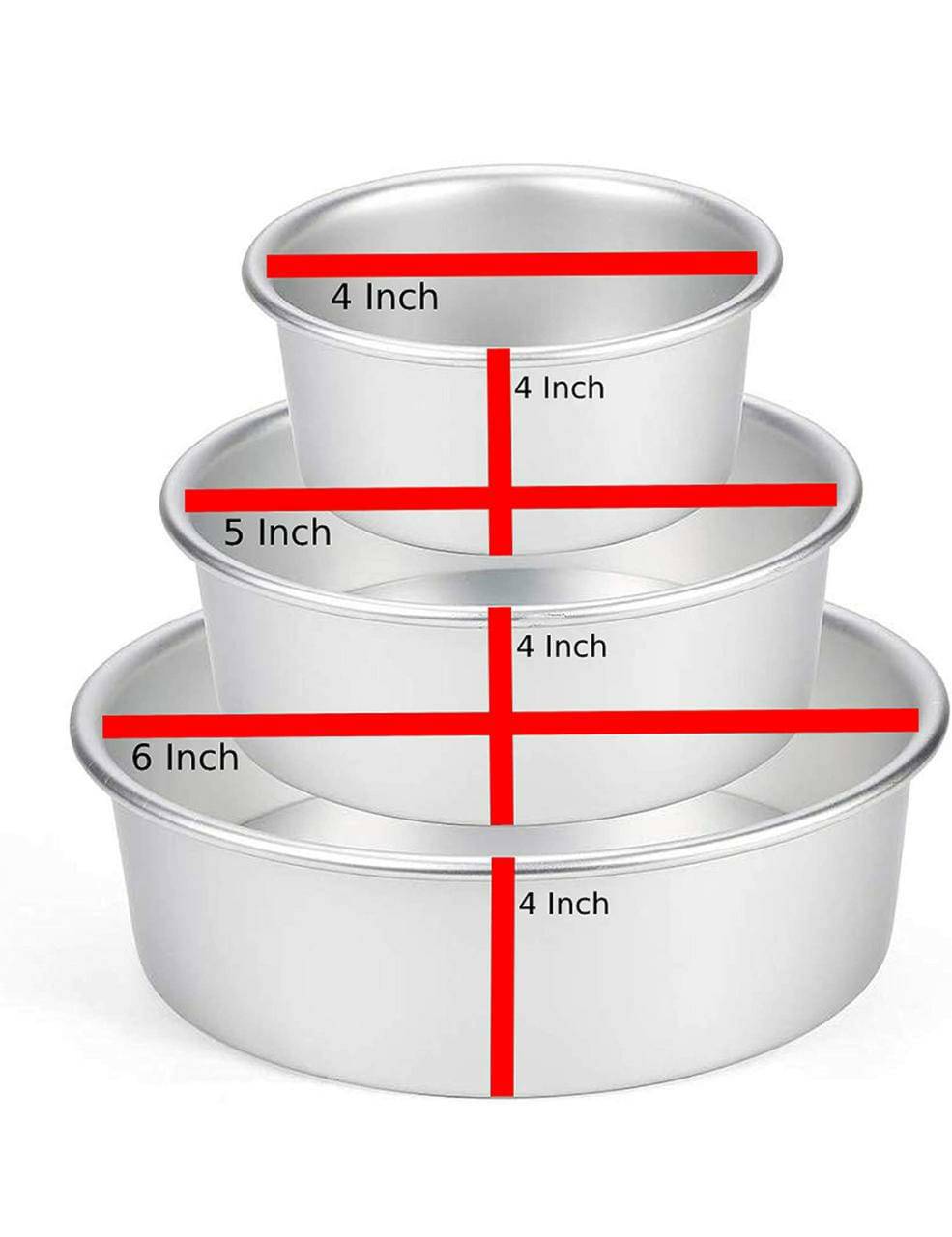 heighted cake tin set 4x4 Inch, 5X4 Inch and 6X4 Inch