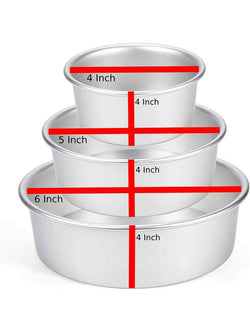 heighted cake tin set 4x4 Inch, 5X4 Inch and 6X4 Inch