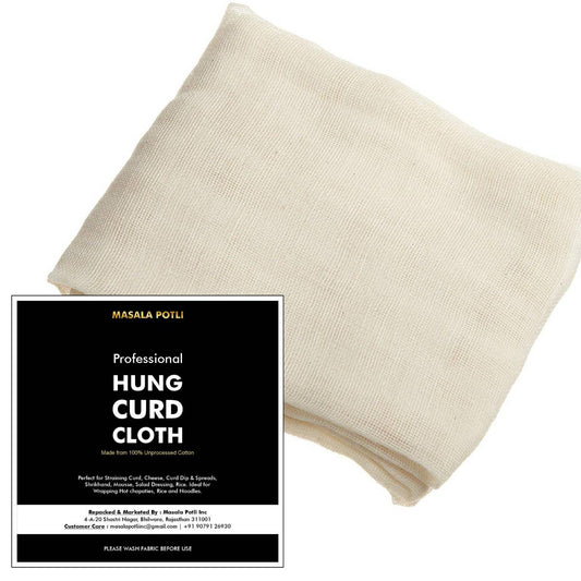 Masala Potli Professional Cotton Hung Muslin Malmal Cloth for Straining Curd, Cheese, Yogurt (Off White, 100 cm X 100 cm, Large)