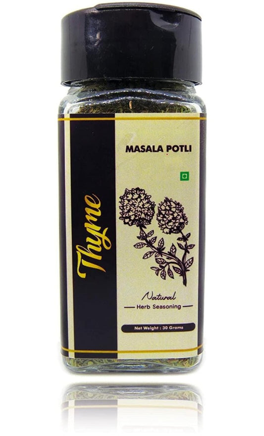 Masala Potli Dry Thyme Leaves for Seasoning & Cooking (Thyme, Sprinkle Glass Packing - 35 Grams)
