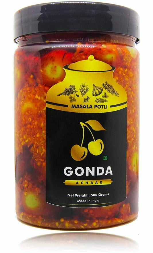 Masala Potli Homemade Rajasthani Marwari Gunda (Lesua / Lasuda) Achar Pickles - Made From Grade 1 Mustard Oil | Gumberry Pickle (Gonda, 500 Grams)
