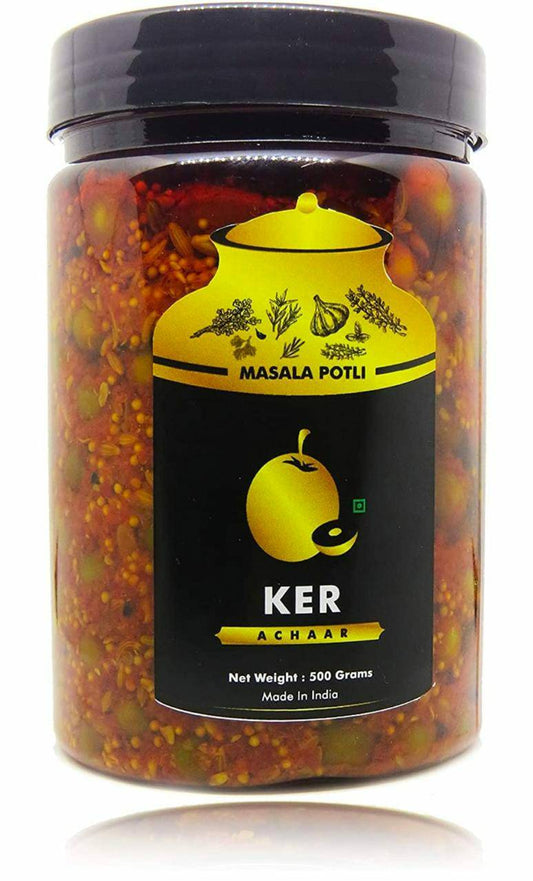 Masala Potli Homemade Rajasthani Ker Achar - Made From Grade 1 Mustard Oil | Dela Pickle (Ker, 500 Grams)