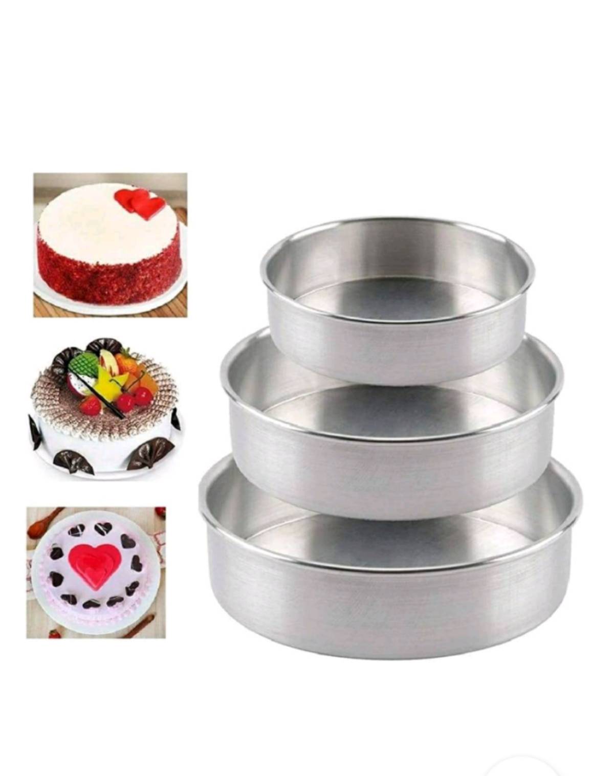 6, 7 & 8 Inches Spring Form 3 Pcs Combo Heart Cake Pan Cake Mould Cake Tin  Removable Bottom For Baking Approx 500, 750 & 1Kg Of Cake - Anymould