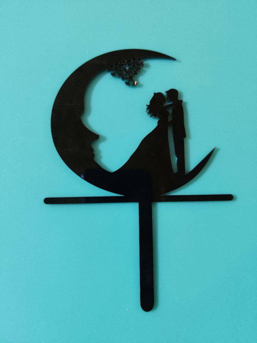 Couple Moon Acrylic Cake Topper  RT00264