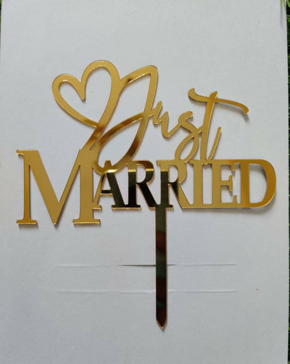 Acrylic Just Married cake Topper