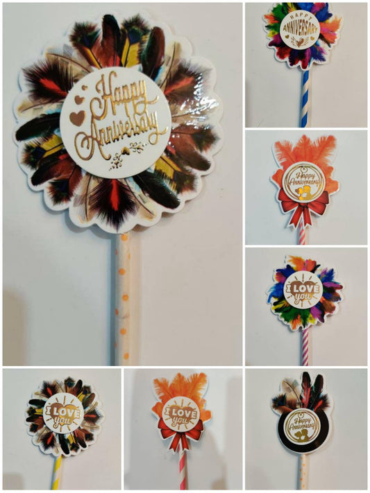 6 Inch Cake Topper Random Design (Pack of 5)  TT00126