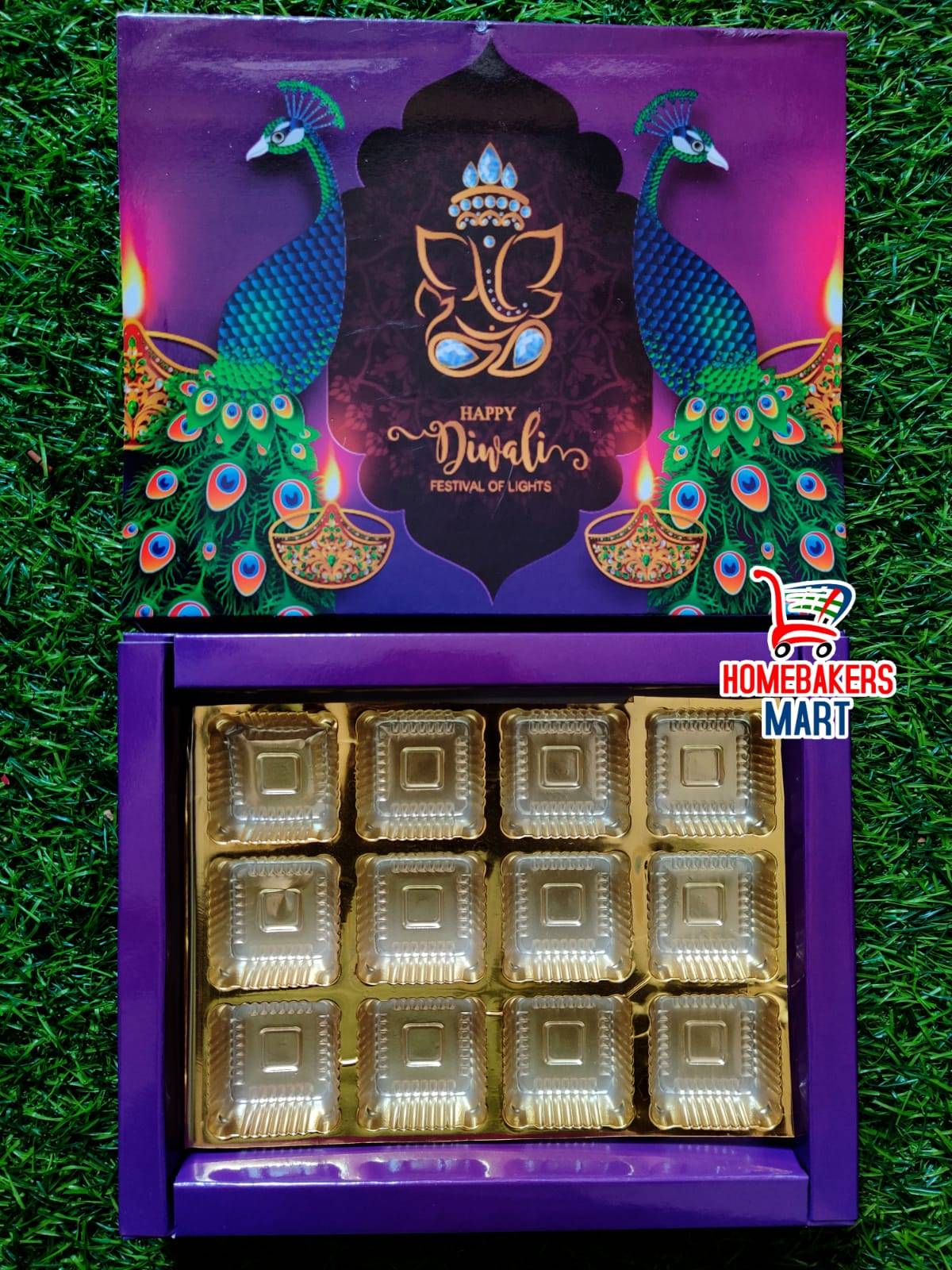 12 cavity Chocolate Diwali Box
including Cavity Tray 
Size 8.5X7X1.1