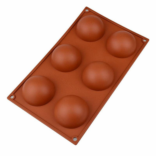 6 cavity half round shape silicone mould

size:- 7*11.42 inch
Cavity size:- 2.64 inch
Cavity size in cm :- 6.7 cm