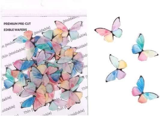 Tastycrafts Pre-Cut Wafer Paper 
 Rainbow Butterfly Small - 28 Pcs