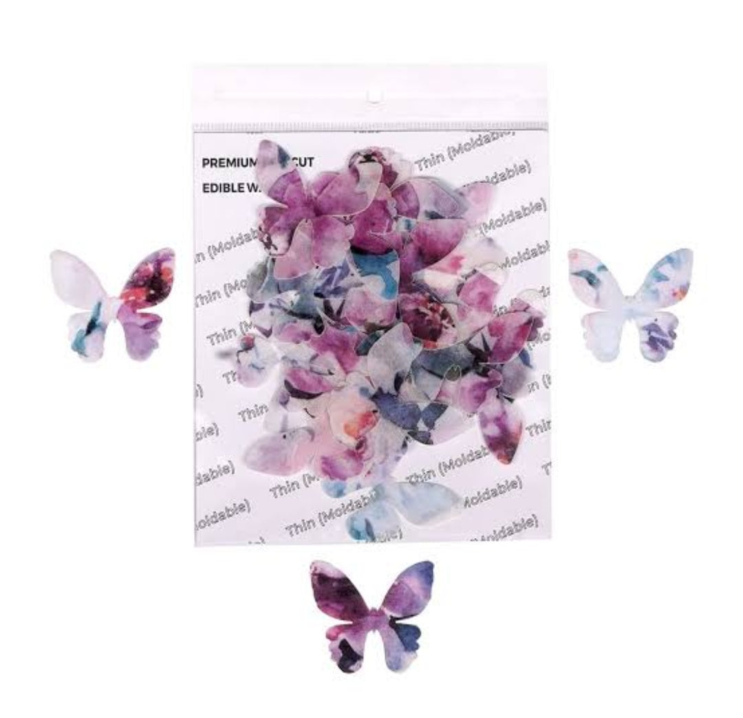 Abstract Cream Butterfly Edible Pre-Cut Wafers