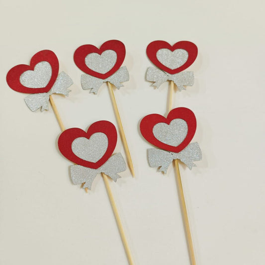 Glittery Heart Ribbon Topper
(Pack of -5)