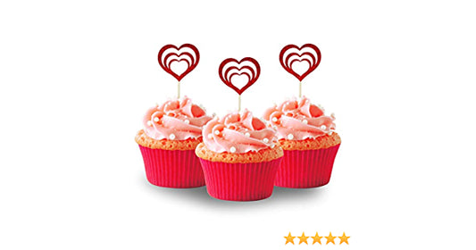 Hearts Layers Toppers Set Glitter Paper (Pack of -5)