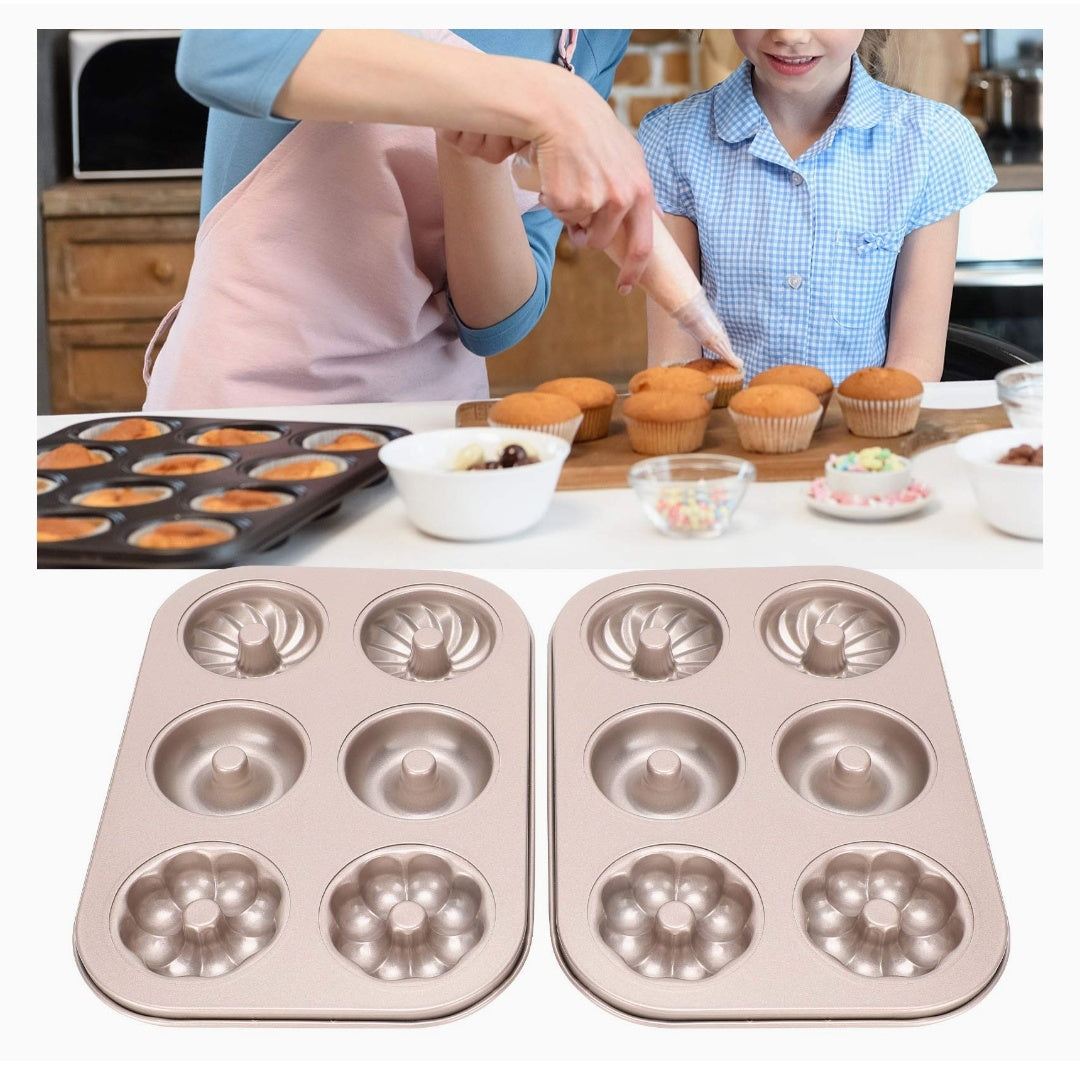 6 Cavity  Floral design donuts Cake tin