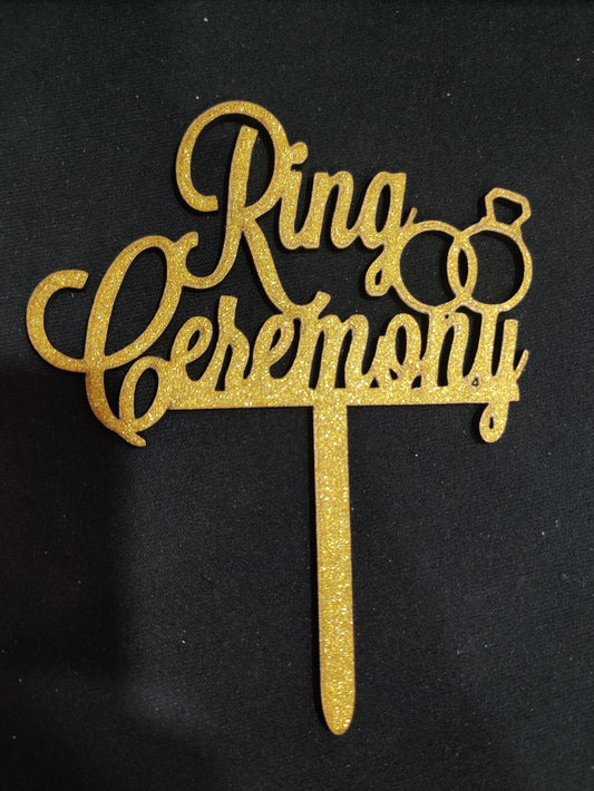 Ring Ceremony 5 inch Glitter Cake Topper