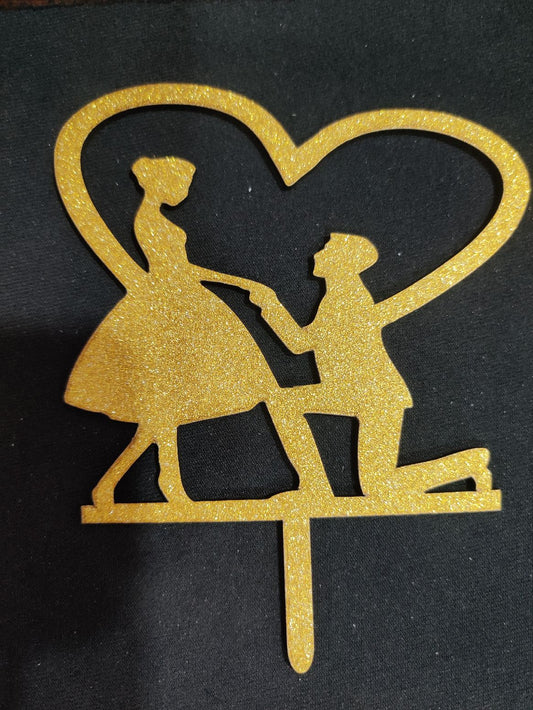 Couple 5 inch Glitter Cake Topper RT00535