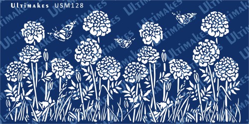 Ultimakes premium Quality Small Flowers Design Stencil size -  12*6 ( Approx)