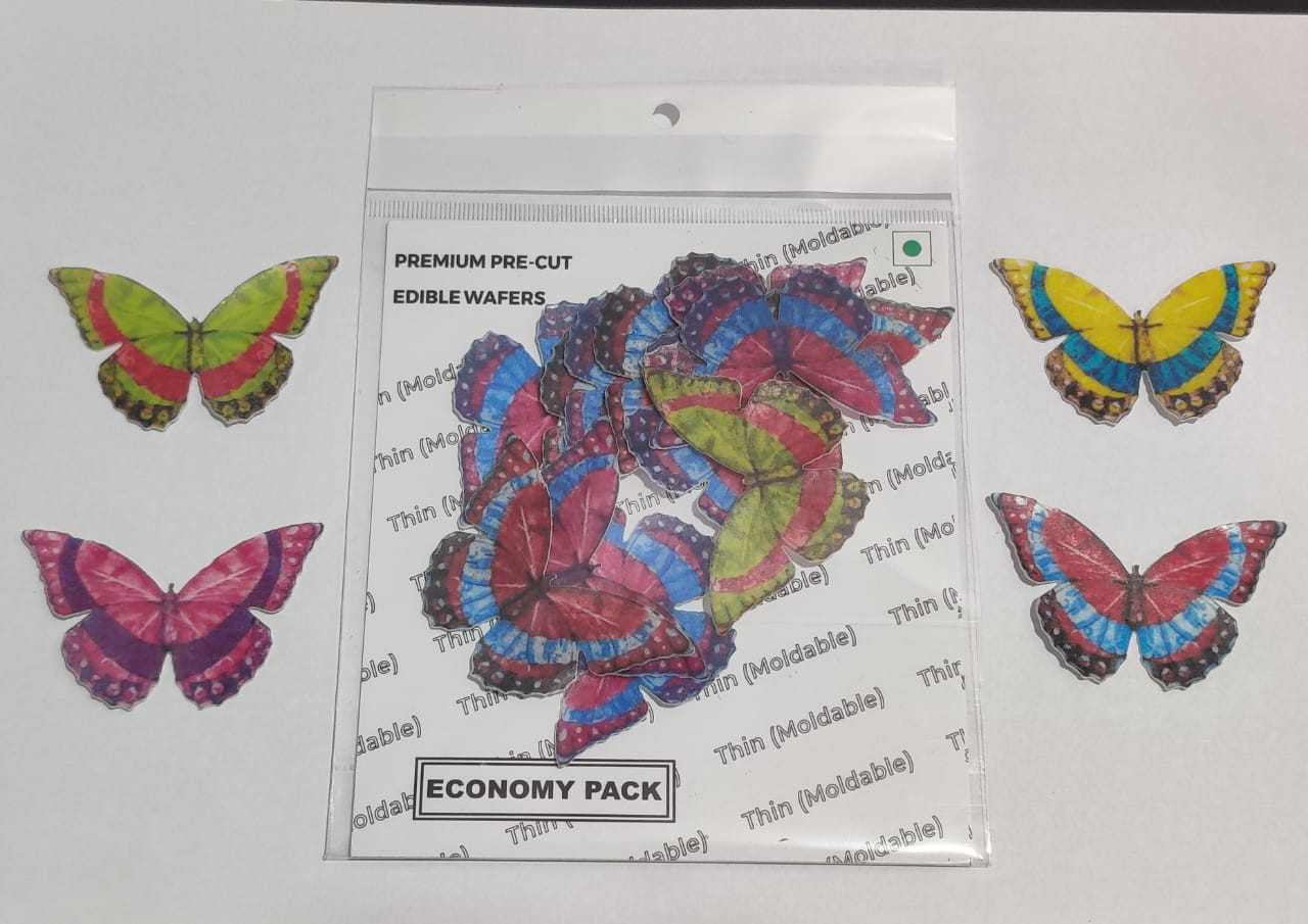 Tastycraft Colorful Butterfly Edible Pre-cut Waffer Pack of -16 (WPC-025)